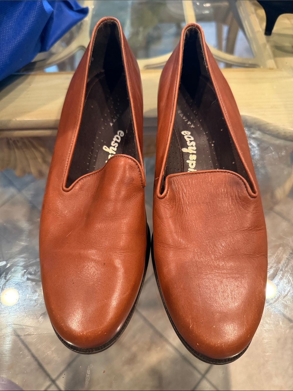 Easy Spirit Men's Chestnut Brown Leather Slip-On Loafers